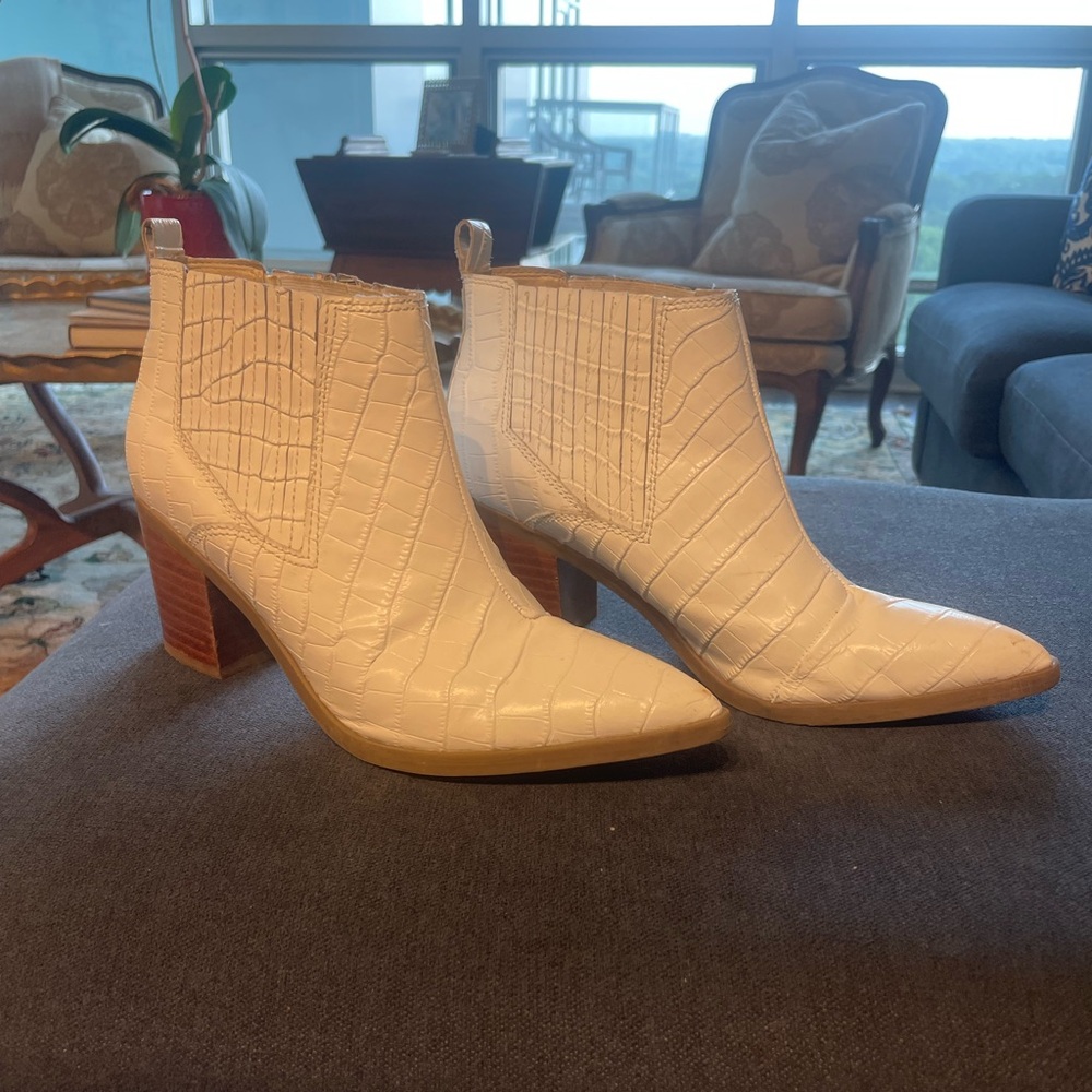 White Croc Marc Fisher Ankle Booties